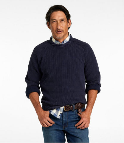 Men's Sunwashed Textured Cotton Sweater, Crewneck / L.L.Bean
