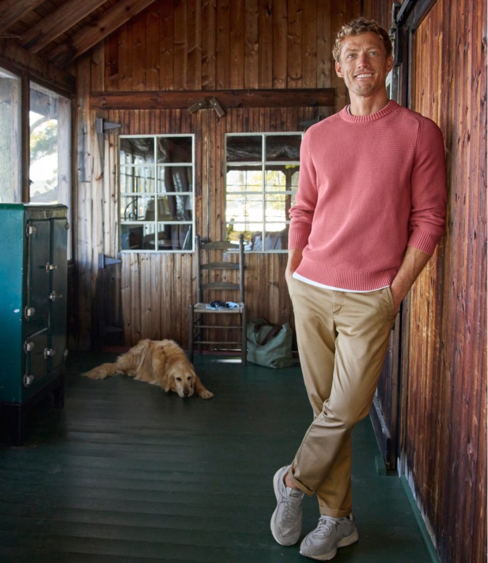 Men's Sunwashed Textured Cotton Sweater, Crewneck / L.L.Bean