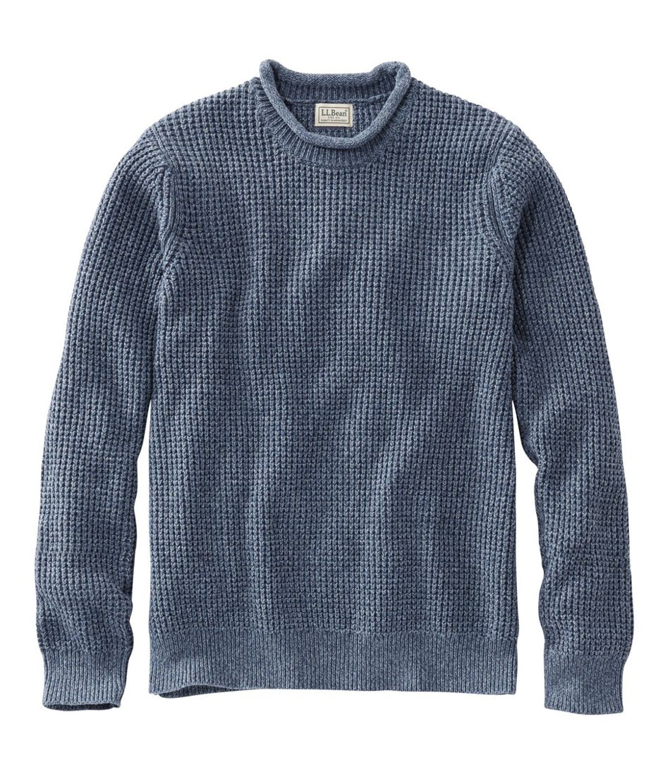 Men's Organic Cotton Waffle Sweater, Rollneck Crew / L.L.Bean