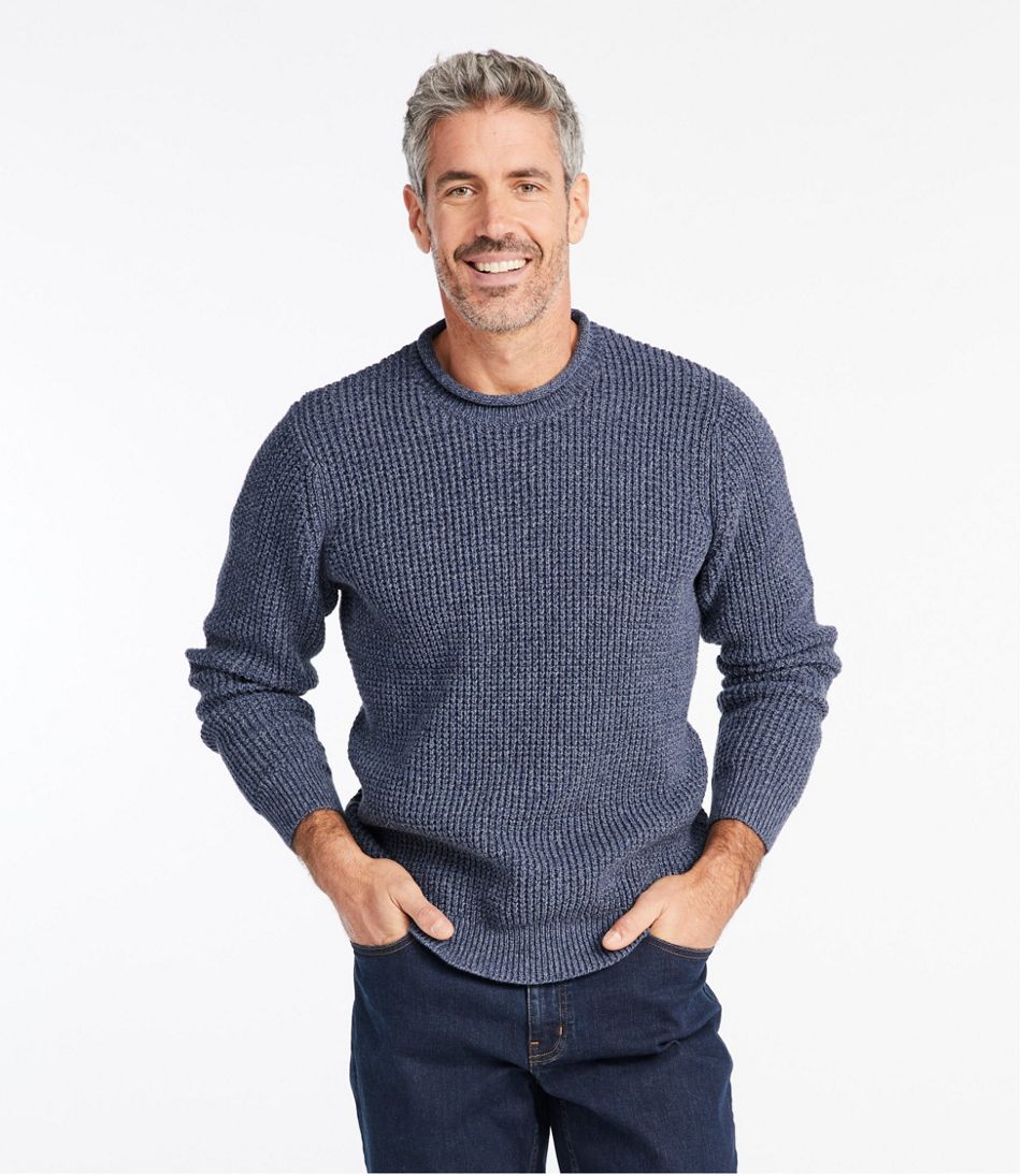 Men's Organic Cotton Waffle Sweater, Rollneck Crew / L.L.Bean