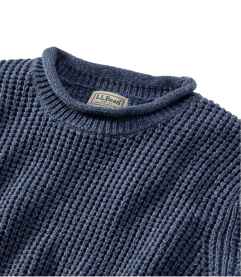 Men's Organic Cotton Waffle Sweater, Rollneck Crew / L.L.Bean