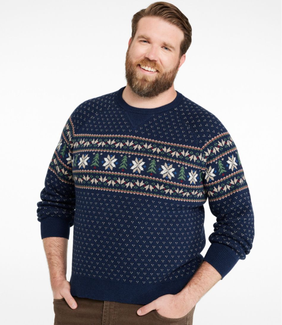 Men's Wicked Soft Cotton/Cashmere Sweater, Crewneck, Pattern / L.L.Bean