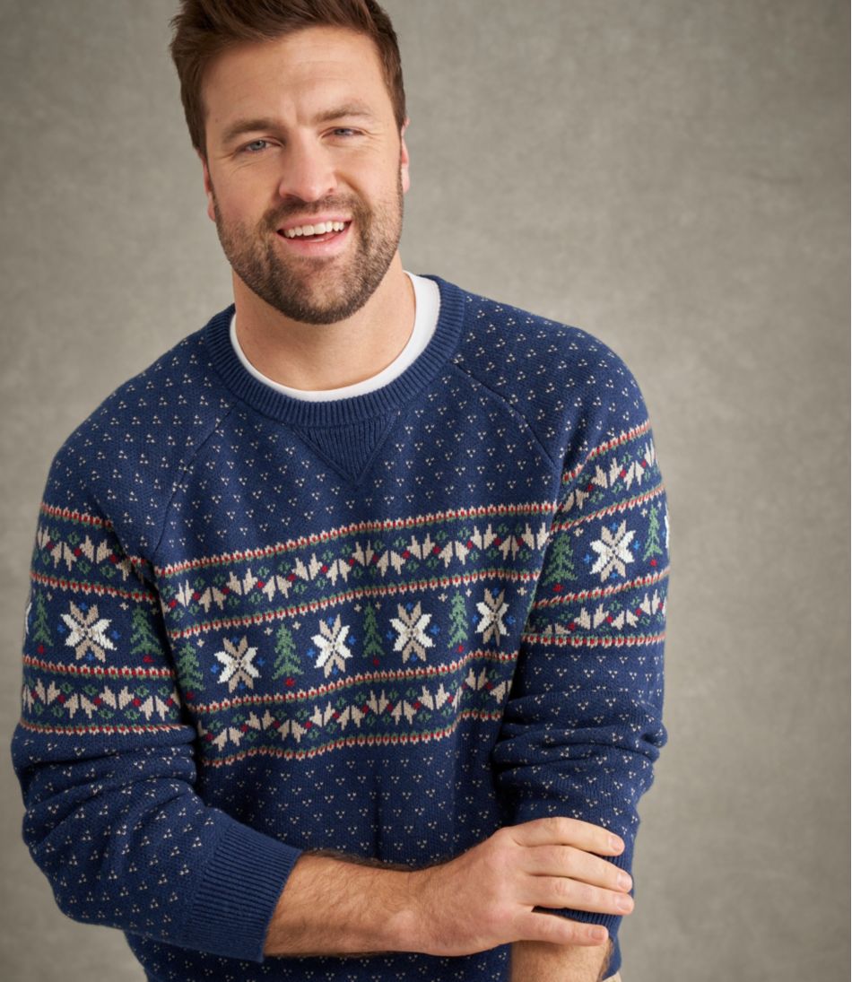 Men's Wicked Soft Cotton/Cashmere Sweater, Crewneck, Pattern / L.L.Bean