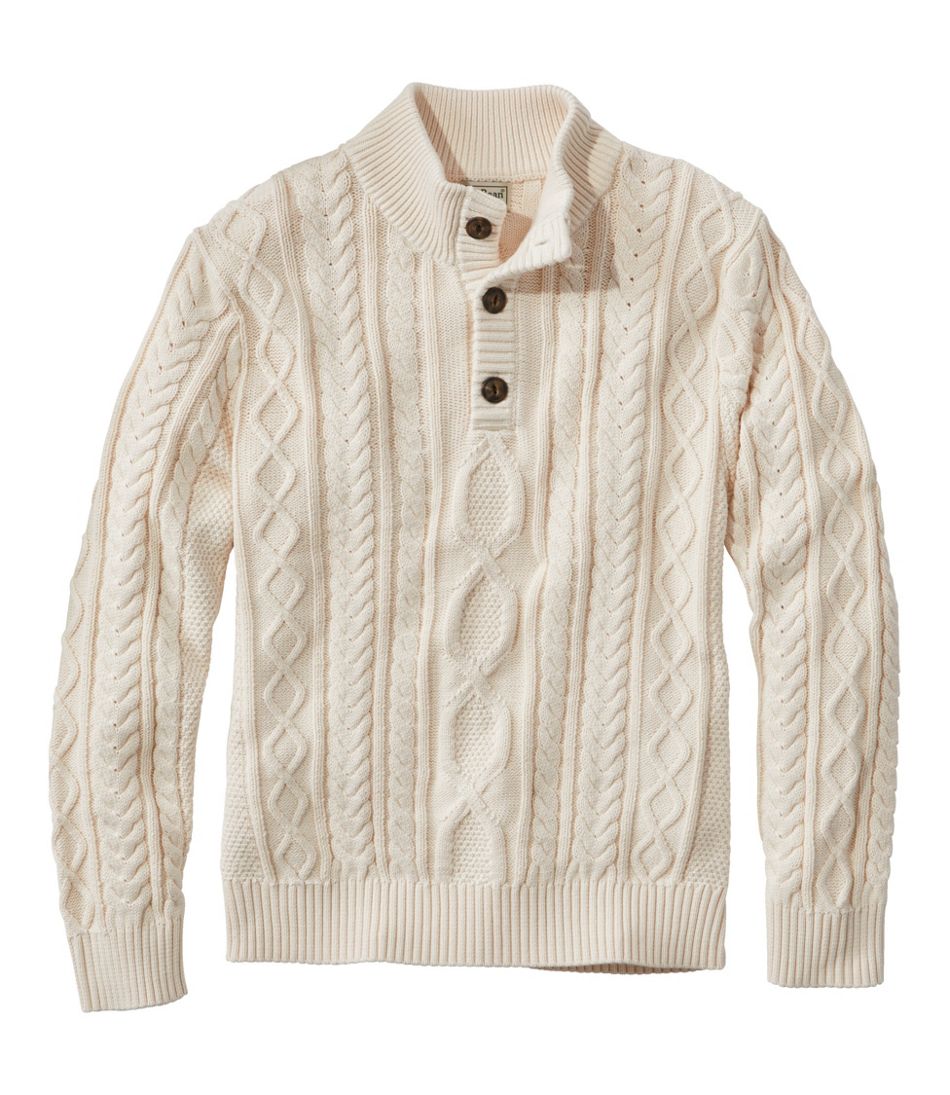 Men's Bean's Heritage Soft Cotton Fisherman Sweater, Button-Mock / L.L.Bean