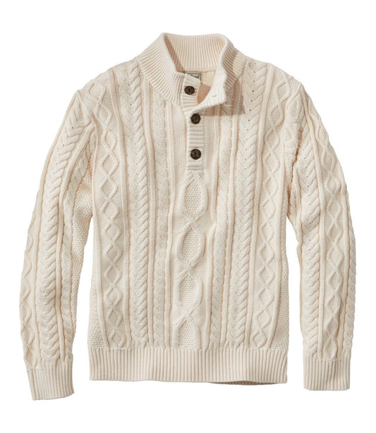Men's Bean's Heritage Soft Cotton Fisherman Sweater, Button-Mock / L.L.Bean