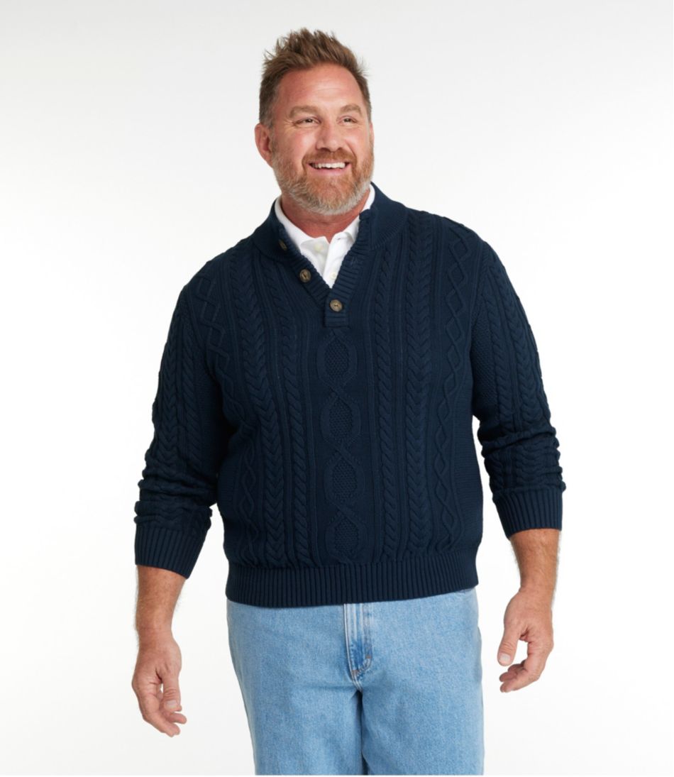 Men's Bean's Heritage Soft Cotton Fisherman Sweater, Button-Mock / L.L.Bean