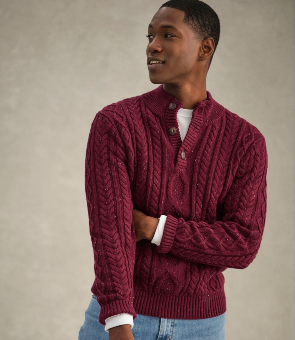 Men's Bean's Heritage Soft Cotton Fisherman Sweater, Button-Mock / L.L.Bean