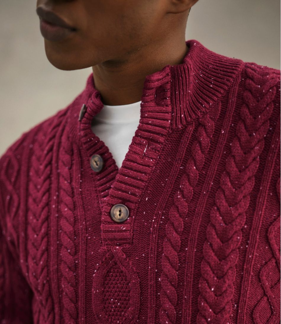 Men's Bean's Heritage Soft Cotton Fisherman Sweater, Button-Mock / L.L.Bean