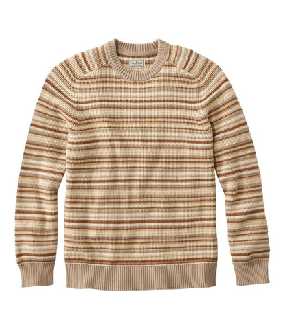 Men's Sunwashed Textured Cotton Sweater, Crewneck, Stripe / L.L.Bean