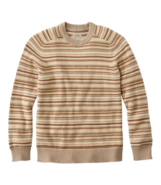 Men's Sunwashed Textured Cotton Sweater, Crewneck, Stripe / L.L.Bean