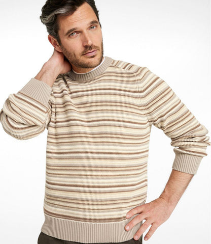 Men's Sunwashed Textured Cotton Sweater, Crewneck, Stripe / L.L.Bean