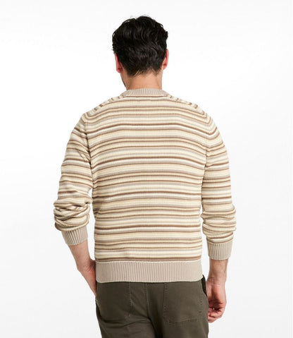 Men's Sunwashed Textured Cotton Sweater, Crewneck, Stripe / L.L.Bean