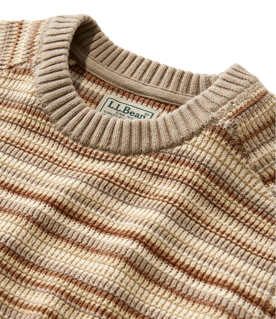 Men's Sunwashed Textured Cotton Sweater, Crewneck, Stripe / L.L.Bean