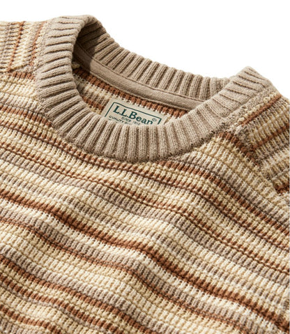 Men's Sunwashed Textured Cotton Sweater, Crewneck, Stripe / L.L.Bean