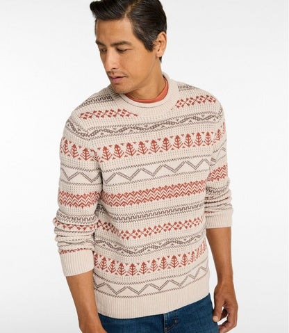 Men's Organic Cotton Waffle Sweater, Crewneck, Fair Isle / L.L.Bean