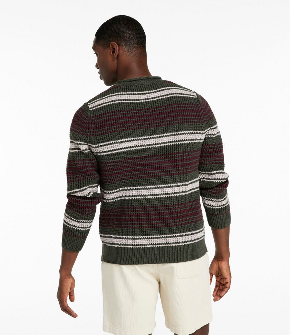 Men's Organic Cotton Waffle Sweater, Rollneck Crew, Stripe / L.L.Bean