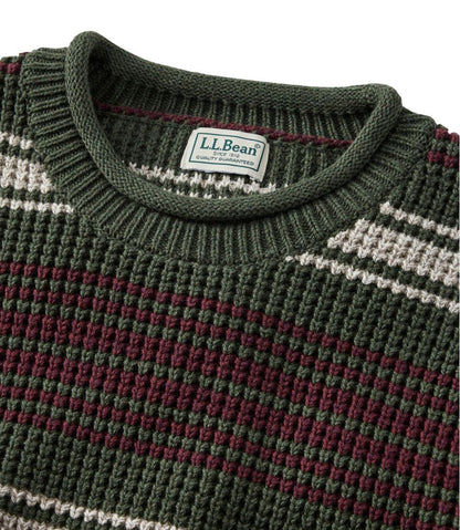 Men's Organic Cotton Waffle Sweater, Rollneck Crew, Stripe / L.L.Bean
