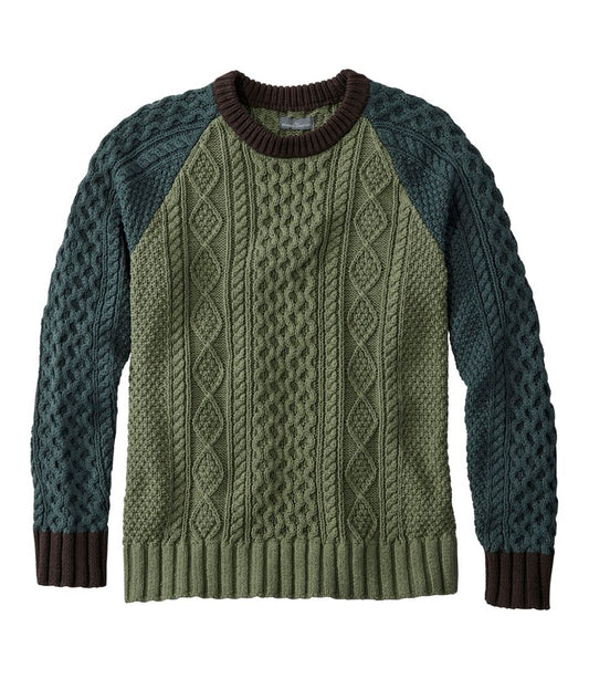 Men's Signature Cotton Fisherman Sweater, Crewneck, Colorblock / L.L.Bean