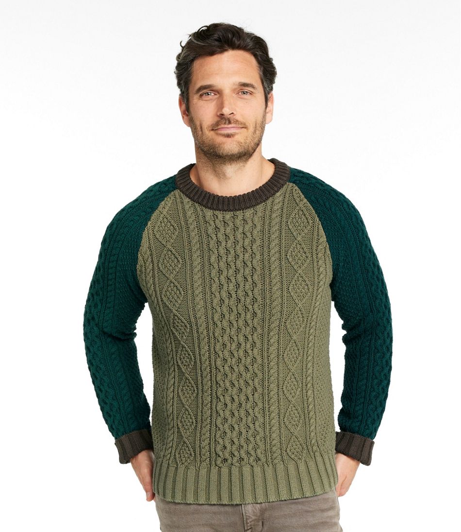 Men's Signature Cotton Fisherman Sweater, Crewneck, Colorblock / L.L.Bean