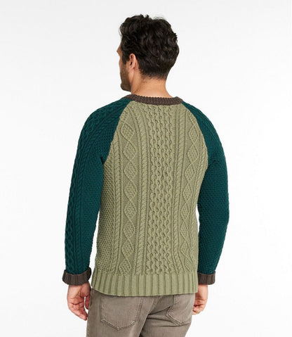 Men's Signature Cotton Fisherman Sweater, Crewneck, Colorblock / L.L.Bean