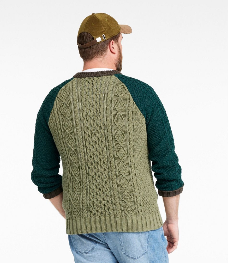 Men's Signature Cotton Fisherman Sweater, Crewneck, Colorblock / L.L.Bean