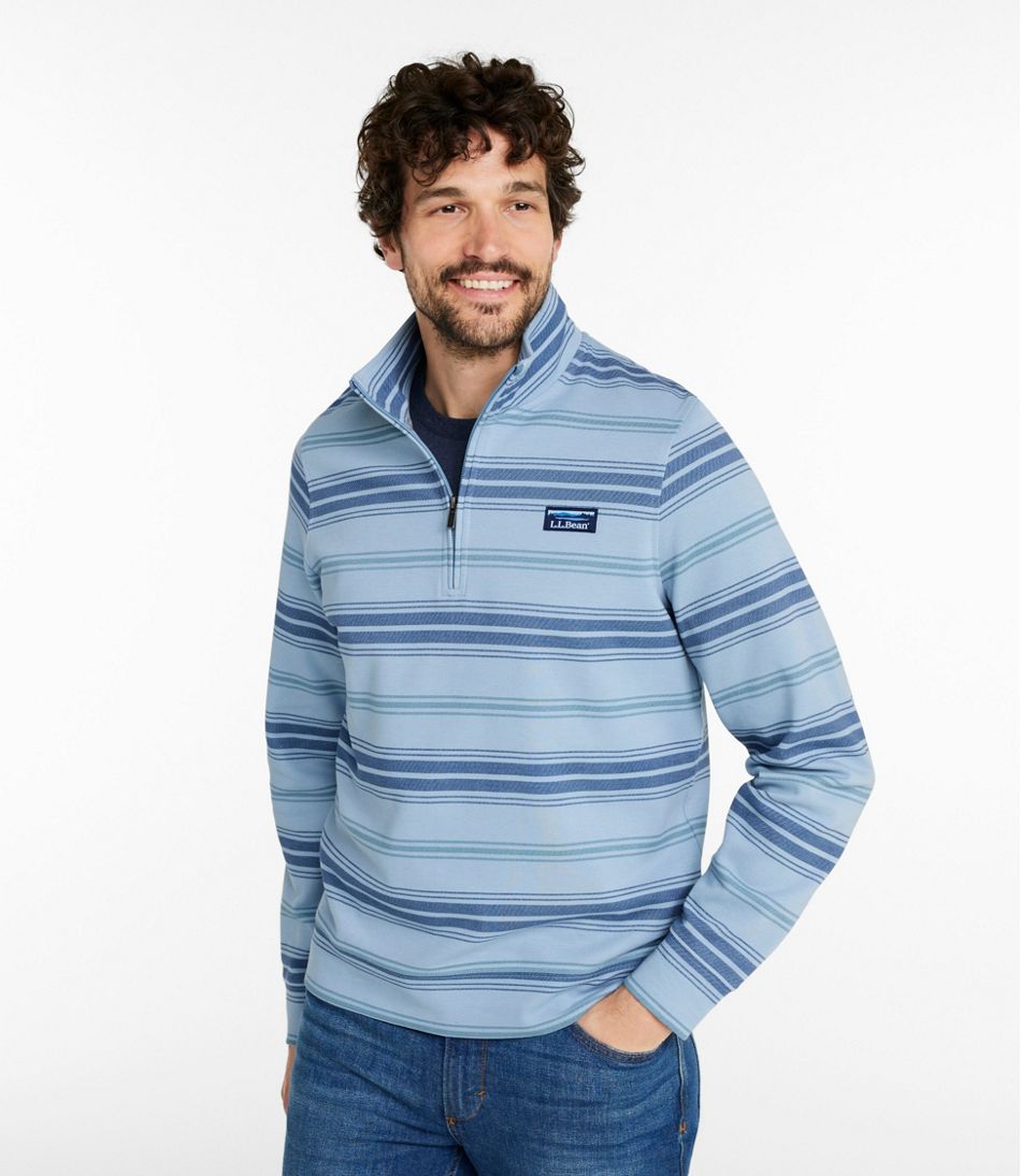 Men's Comfort Stretch Performance® Piqué, Quarter-Zip Pullover, Stripe / L.L.Bean