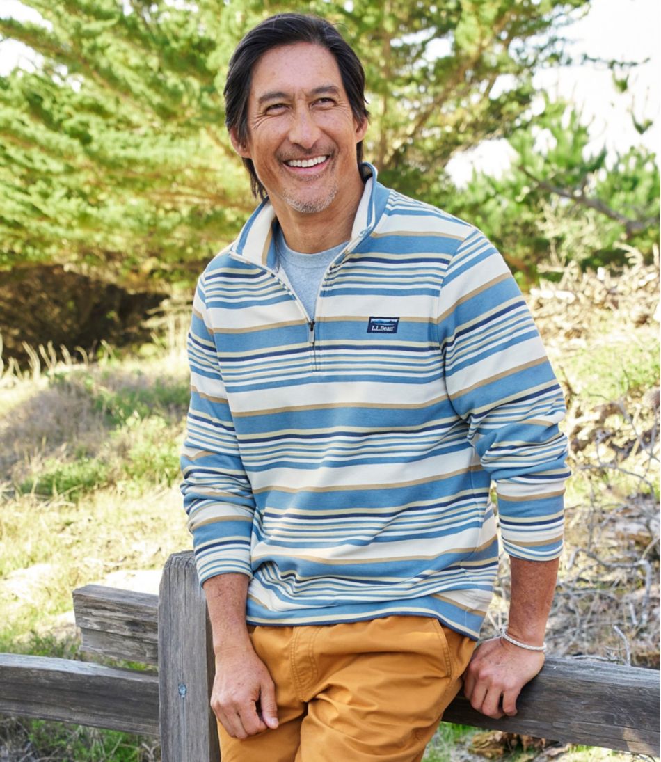 Men's Comfort Stretch Performance® Piqué, Quarter-Zip Pullover, Stripe / L.L.Bean