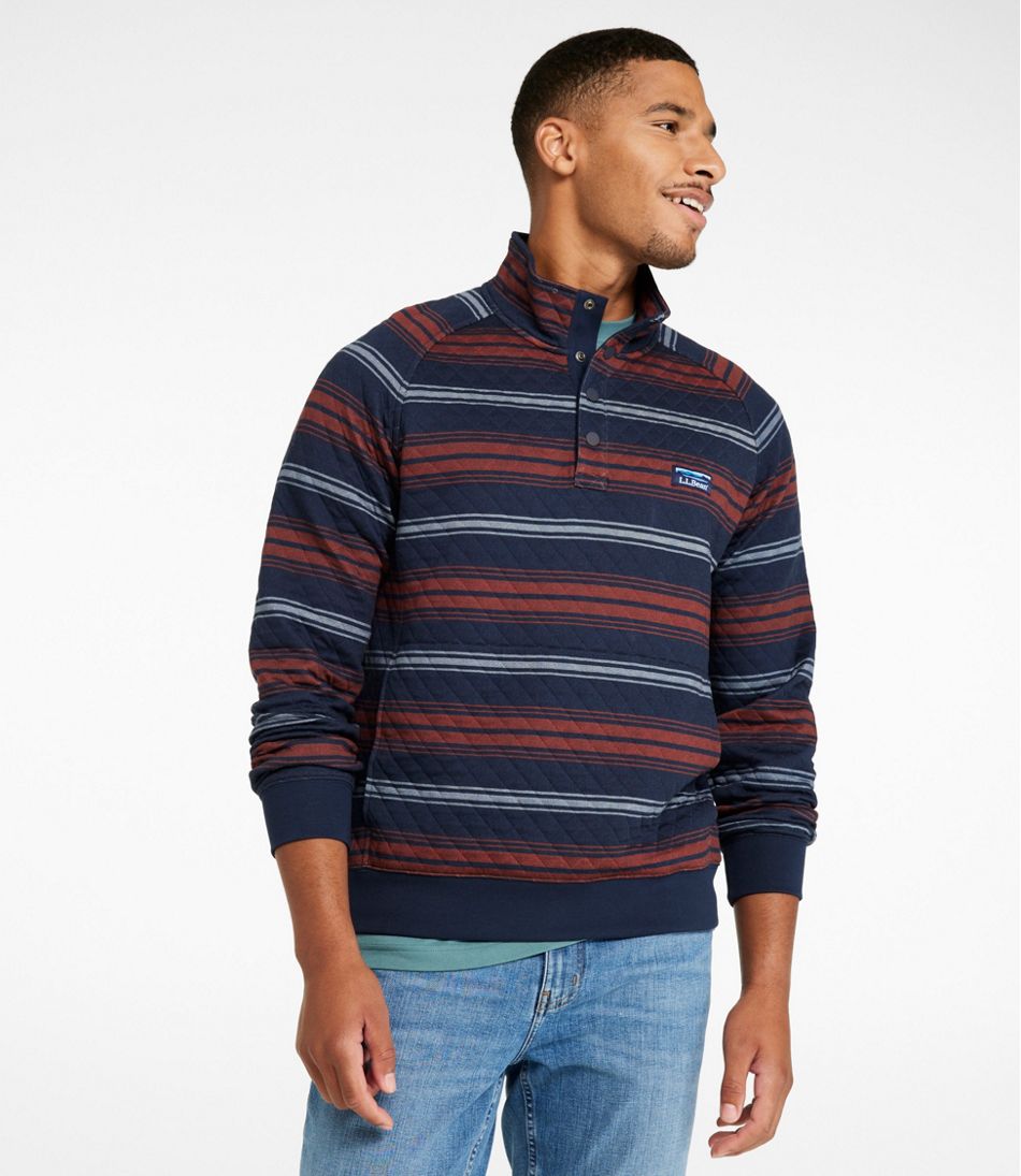 Men's Quilted Sweatshirt, Mockneck, Stripe / L.L.Bean