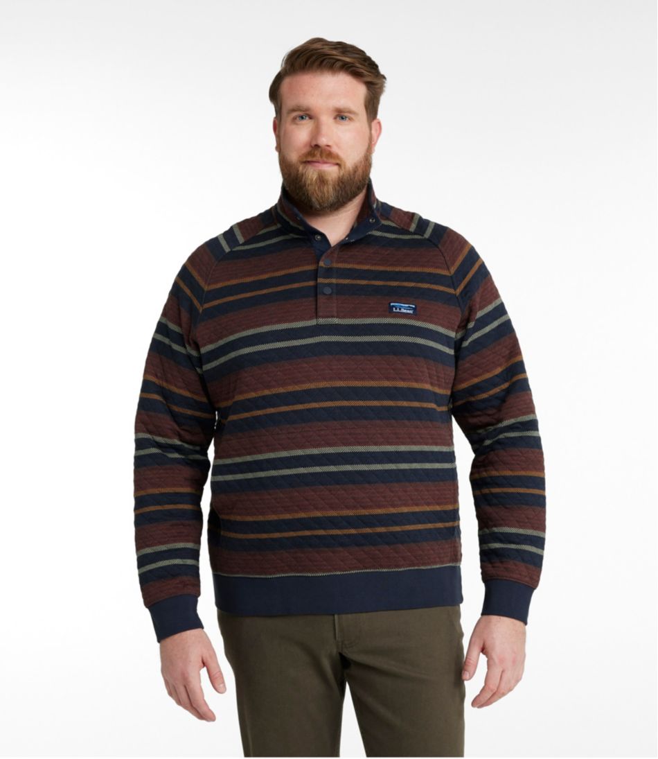 Men's Quilted Sweatshirt, Mockneck, Stripe / L.L.Bean