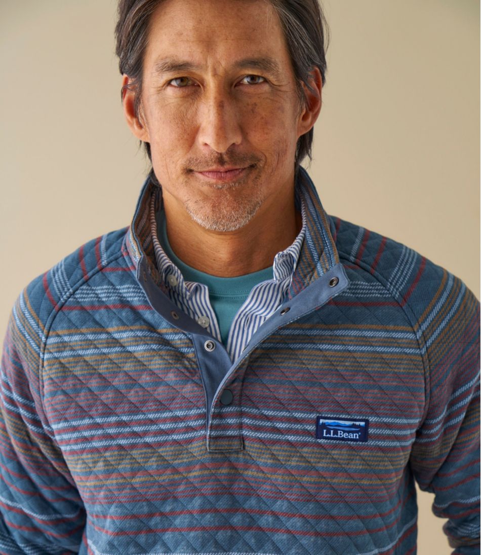 Men's Quilted Sweatshirt, Mockneck, Stripe / L.L.Bean