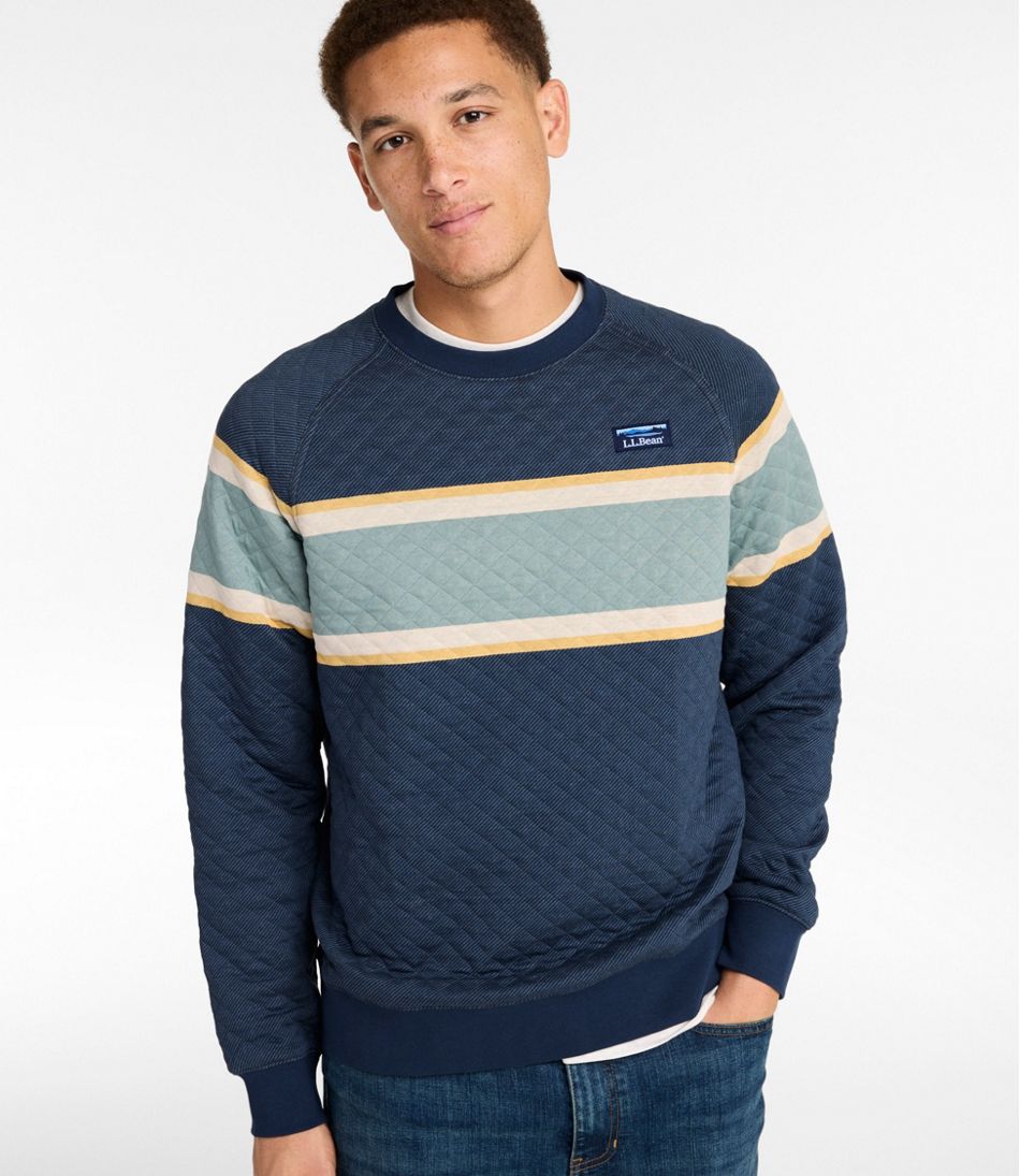 Men's Quilted Sweatshirt, Crewneck, Stripe / L.L.Bean