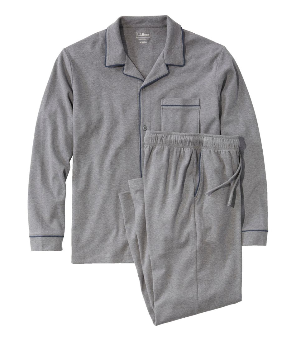 Men's Bean's Cotton Knit Pajamas, Button-Front PJ Set / L.L.Bean