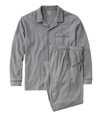 Men's Bean's Cotton Knit Pajamas, Button-Front PJ Set / L.L.Bean