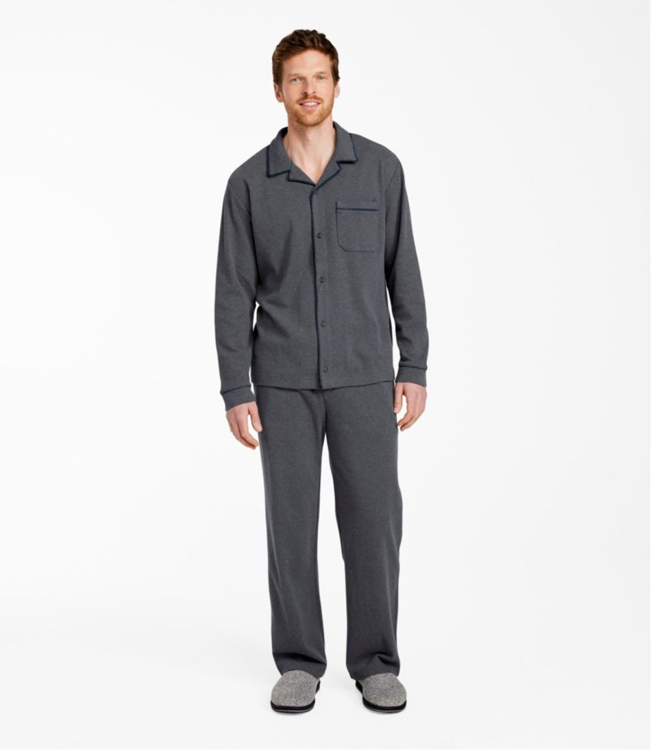 Men's Bean's Cotton Knit Pajamas, Button-Front PJ Set / L.L.Bean