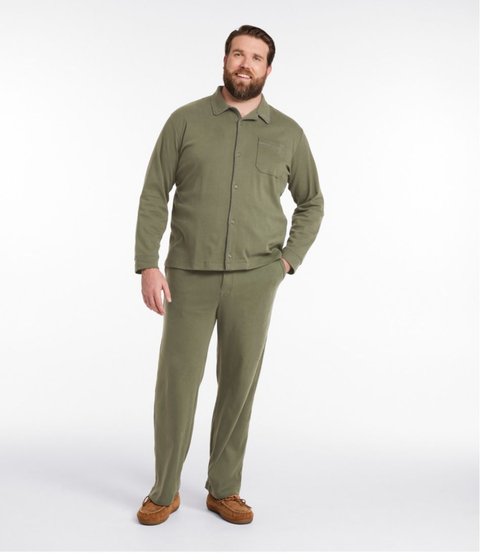 Men's Bean's Cotton Knit Pajamas, Button-Front PJ Set / L.L.Bean