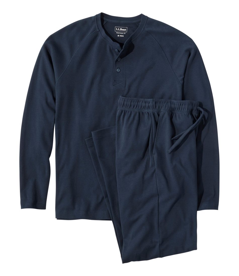 Men's Bean's Cotton Knit Pajamas, Henley PJ Set / L.L.Bean