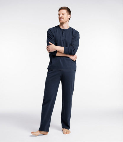 Men's Bean's Cotton Knit Pajamas, Henley PJ Set / L.L.Bean