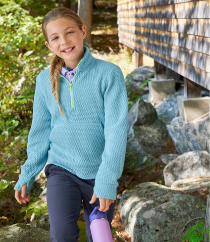 Kids' Ridgeknit Pullover, Glow-in-the-Dark Quarter-Zip / L.L.Bean