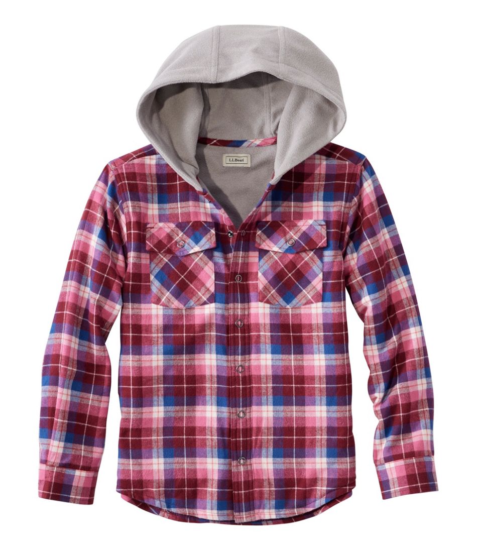 Kids' Fleece-Lined Flannel Shirt, Hooded Plaid / L.L.Bean