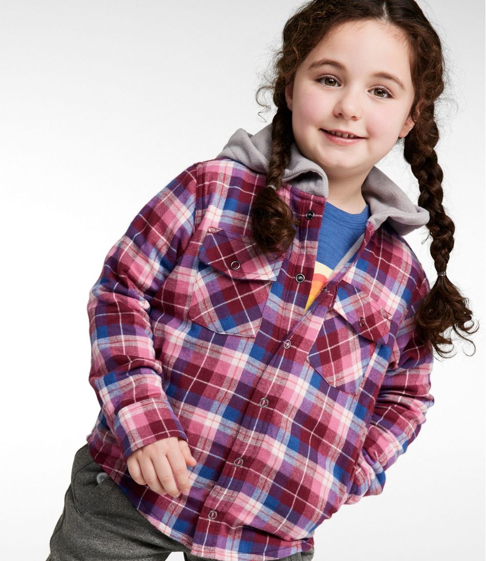Kids' Fleece-Lined Flannel Shirt, Hooded Plaid / L.L.Bean