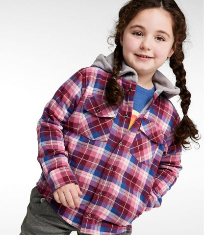 Kids' Fleece-Lined Flannel Shirt, Hooded Plaid / L.L.Bean