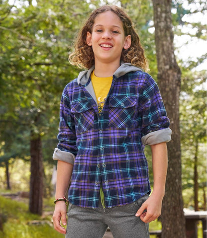 Kids' Fleece-Lined Flannel Shirt, Hooded Plaid / L.L.Bean