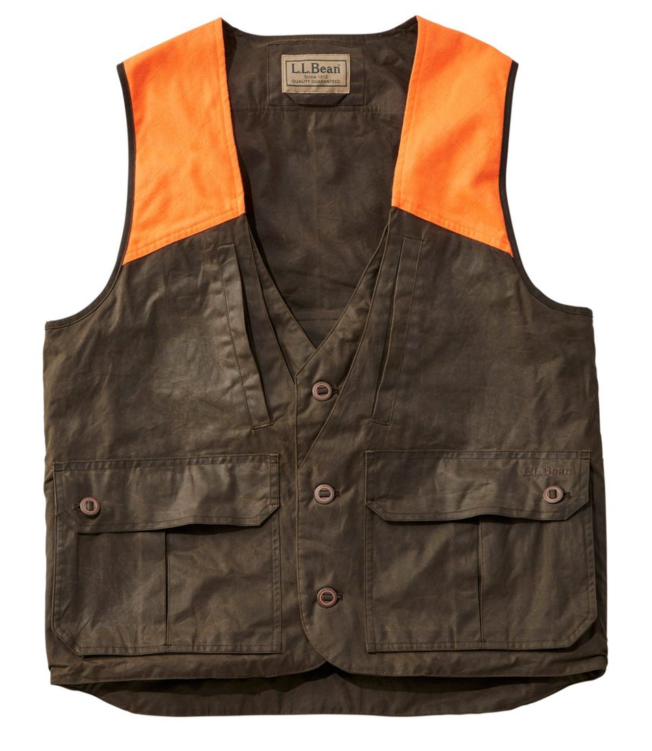 Men's Double L Waxed-Cotton Upland Vest, Hunter Orange / L.L.Bean