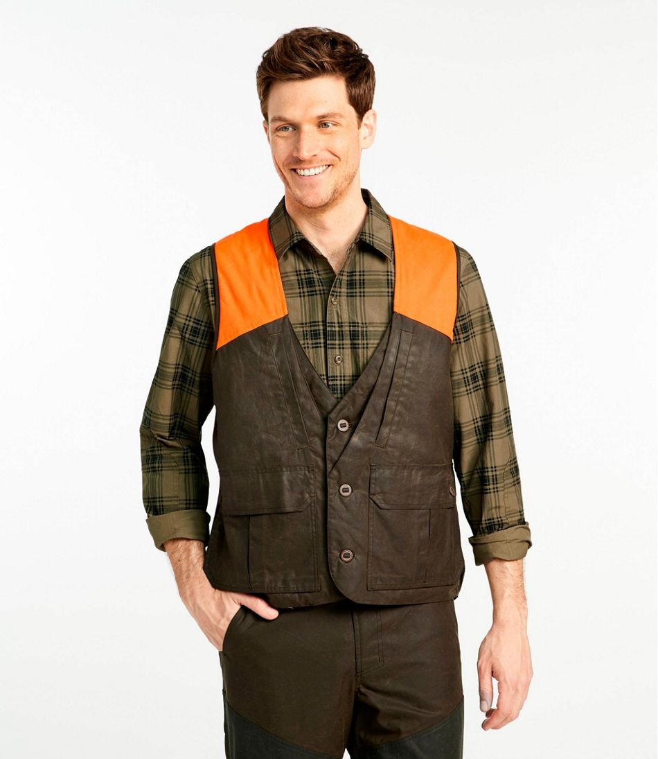 Men's Double L Waxed-Cotton Upland Vest, Hunter Orange / L.L.Bean