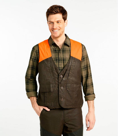 Men's Double L Waxed-Cotton Upland Vest, Hunter Orange / L.L.Bean