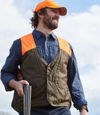 Men's Double L Waxed-Cotton Upland Vest, Hunter Orange / L.L.Bean