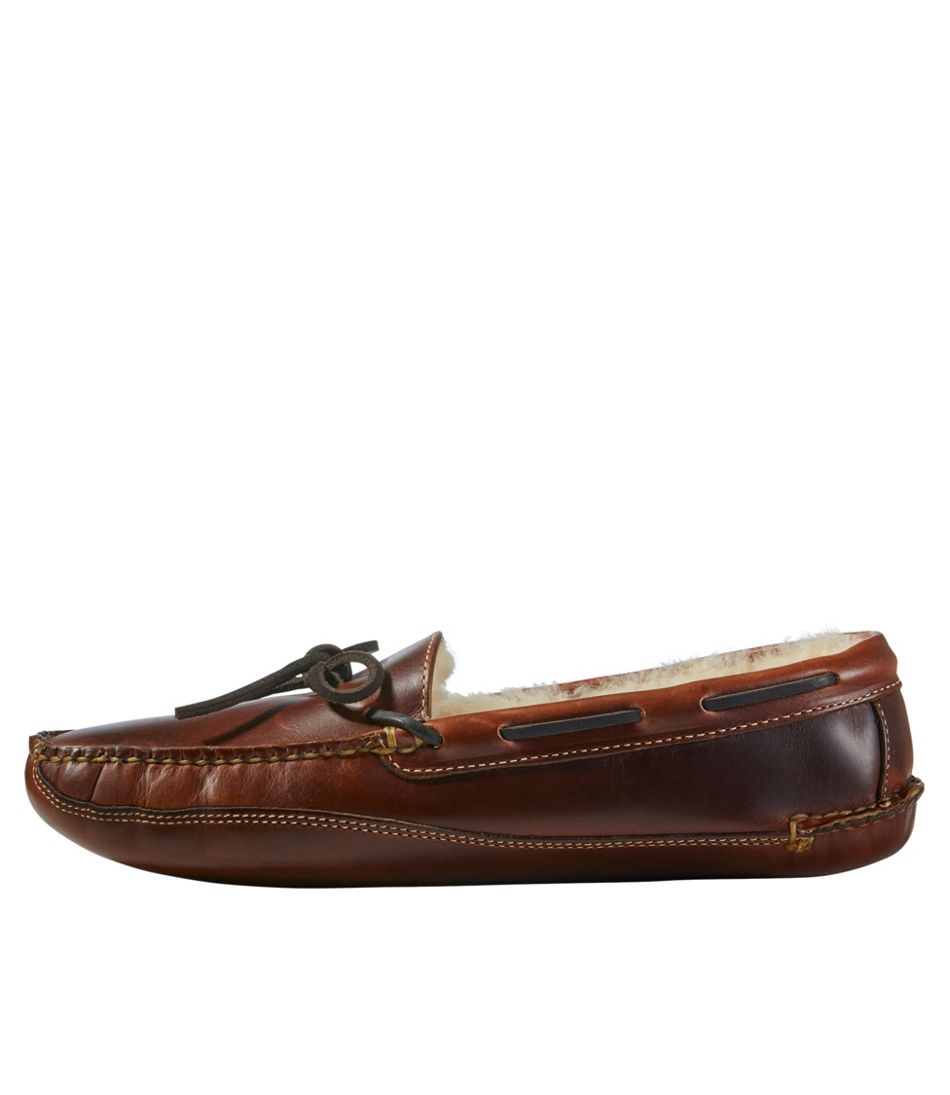 Men's Leather Double-Sole Slippers, Shearling-Lined / L.L.Bean