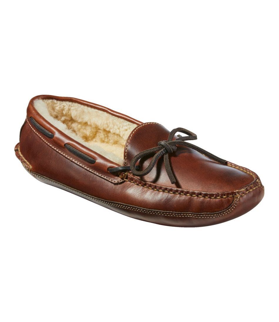 Men's Leather Double-Sole Slippers, Shearling-Lined / L.L.Bean