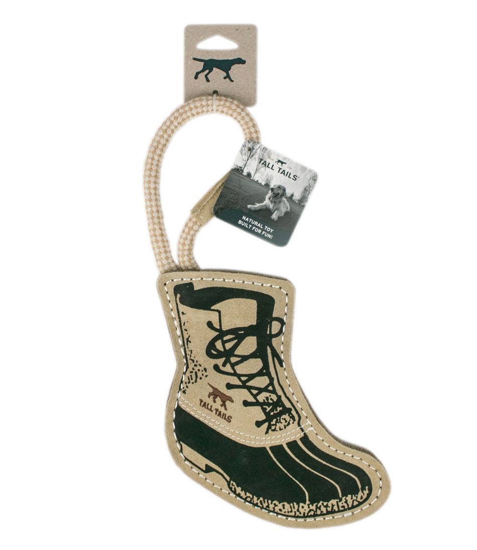 Natural Leather and Wool Bean Boot Tug Dog Toy / L.L.Bean