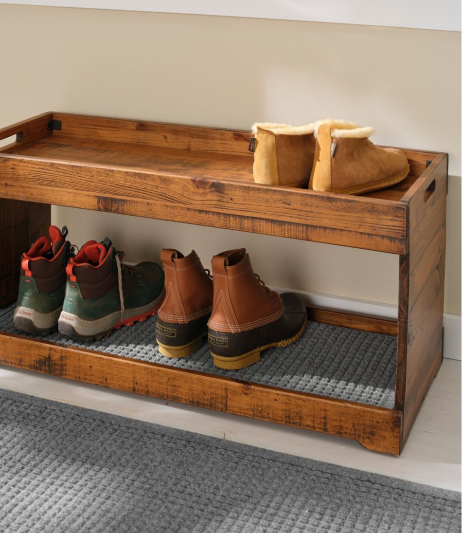 Rustic Wooden Two Tier Boot Tray / L.L.Bean